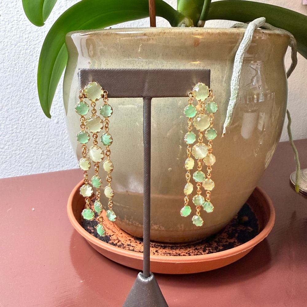 Elegant Gold and Green Chandelier Earrings
 💚 NOT Available